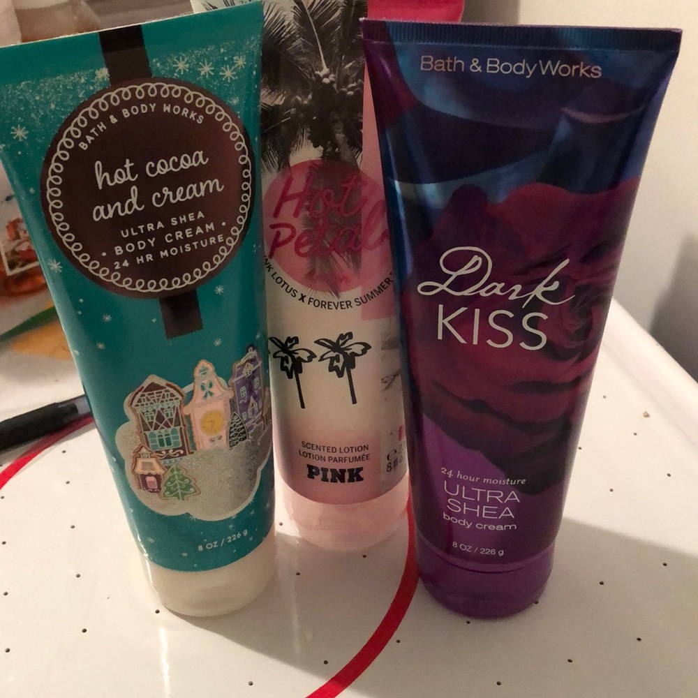 Bath and body works and pink lotions
